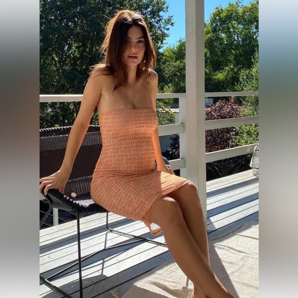 Inamorata Tala Tube Dress in Patterned Orange